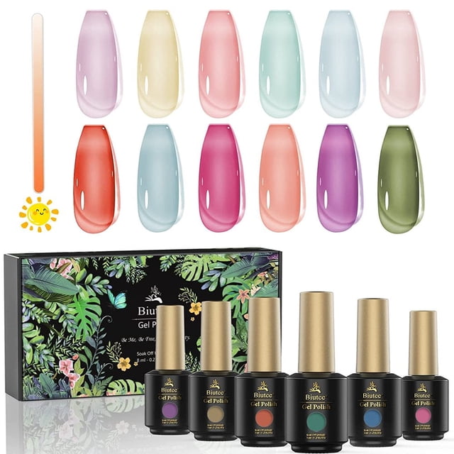 Biutee Gel Nail Polish Kit, Transparent, Sunlight Color Changing, Ideal ...