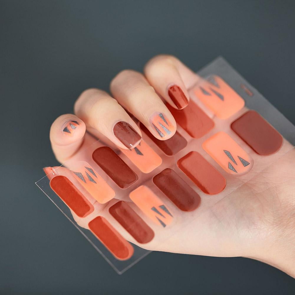 Gel Nail Stickers Full Nail Wraps Semi Cured Gel Nail Polish Strips