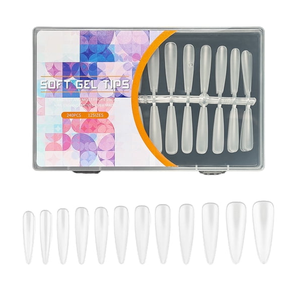 Gel Nails Tips Pre-file Almond/Stilettos Nails Tips Full Covers Nails Tips Press On Nails 12 Sizes Artificial Fake Nails