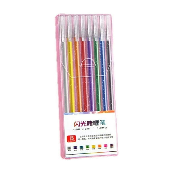 SHENGXINY 8PCS Gel Pen Gradient Glitter Gel Pen Set for Art Drawing Coloring Books Handmade Creation Rich Shimmer Texture Smooth Writing Performance Multi Color Matching Design