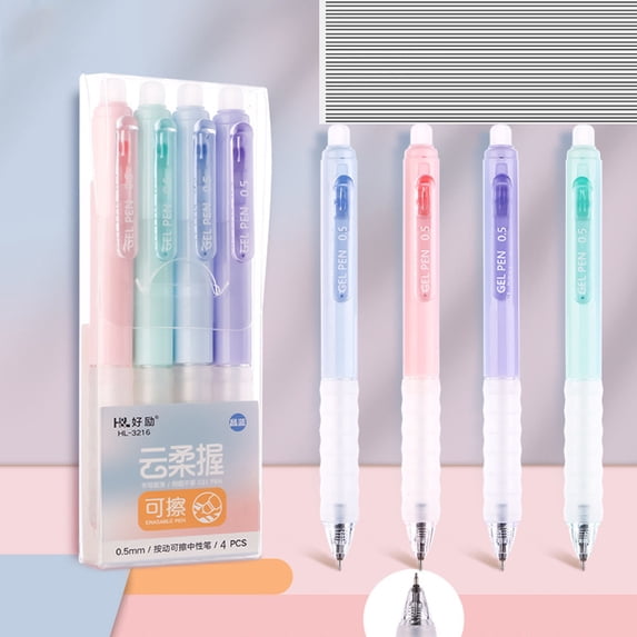 SHENGXINY 4PCS Gel Pen Hot Erasable Refill Core for Daily Erasable Writing Needs Fine Nib Design Easy Rubbing Cleaning Stable Ink Output Practical Replaceable Accessory
