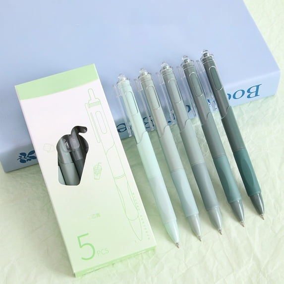 SHENGXINY 5PCS Gel Pen Morandi Neutral Tone Push Gel Pen for Daily Document Writing Marking Quick Drying Ink Fine Writing Nib High Texture Design Comfortable Grip