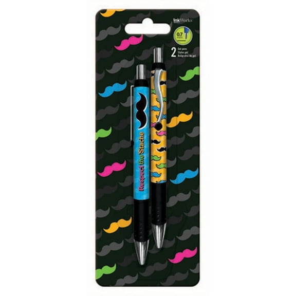 Gel Pen - Mustaches - 2pk New Toys Gifts Stationery iw0037