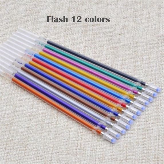 Gel Pen Refill Set, 12 Colors, 0.7mm Tip, Glitter Series, , for Art and Writing