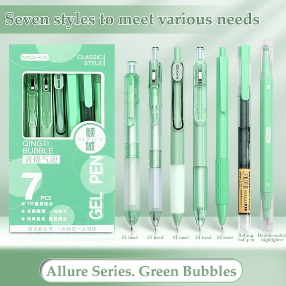 Gel Pen Set, Cute Writing Pens with Black Ink, 0.5 mm Smooth Fine Point