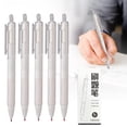 thumbnail image 1 of Gel Pens 0.5Mm Black ink, Retractable Smooth Writing Pen with Frosted Grip, White Barrel for Journaling and Note Taking, 5-Pack (White), 1 of 9