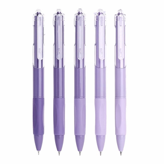 Gel Pens, 0.5mm Fine Point Quick Dry Blue Ink Pens Retractable, 5 Pack Adorable Colorful Barrel Smooth Writing Pen for Journaling Study Office Supplies, Aesthetics Gifts for Women Men,Grape