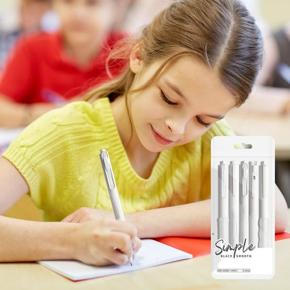 Gel Pens 0.5mm Fine Point White Transparent Barrel | Fast Drying Press to Tip | Smooth Writing | 5 Pack Multicolor (White, Blue, Green, Pink, Black) | Durable Plastic | 2ml Ink | 5.71in Long