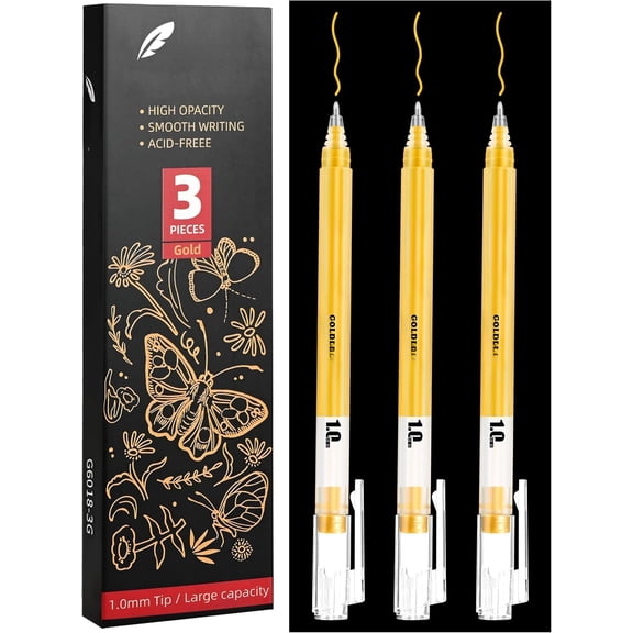 Gel Pens, 1.0 mm Extra Fine Point Gel Ink Pens, Opaque Archival Ink Pens for Black Paper Drawing, Sketching, Card Making, White Gel Pen for Artists Drawing, 3 Pack