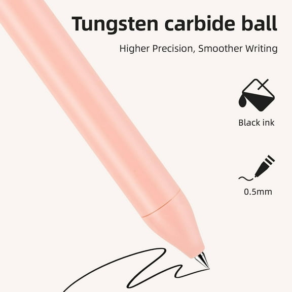 Gel Pens,10x 0.5mm Retractable Black Ink Fine Point Rolling Ball Gel Pen Office