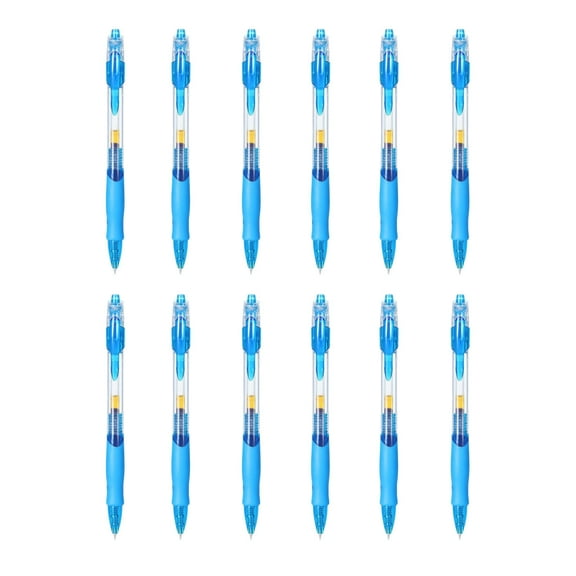 Gel Pens 12 Count 0.5mm Fine Point Blue Ink Retractable Smooth Writing Pens with Non-Slip Grip for Office Journaling Note Taking Campus Use