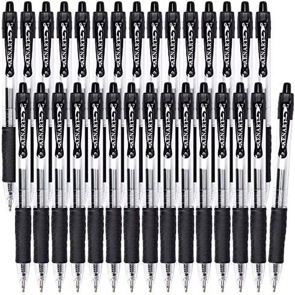 Gel Pens, 30 Pack Black Gel Pen Fine Point, Retractable Gel Ink Rollerball Pens for Smooth Writing (0.7mm)