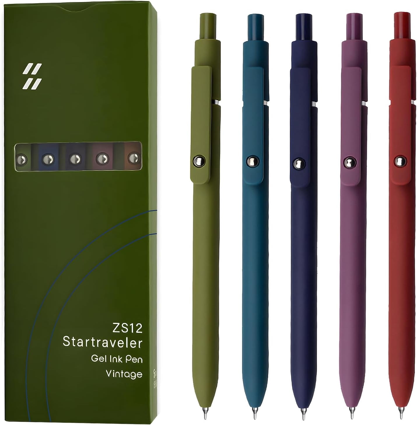 Gel Pens, 5-PCS 0.5mm Black Ink Fine Point Smooth Writing Pens with ...