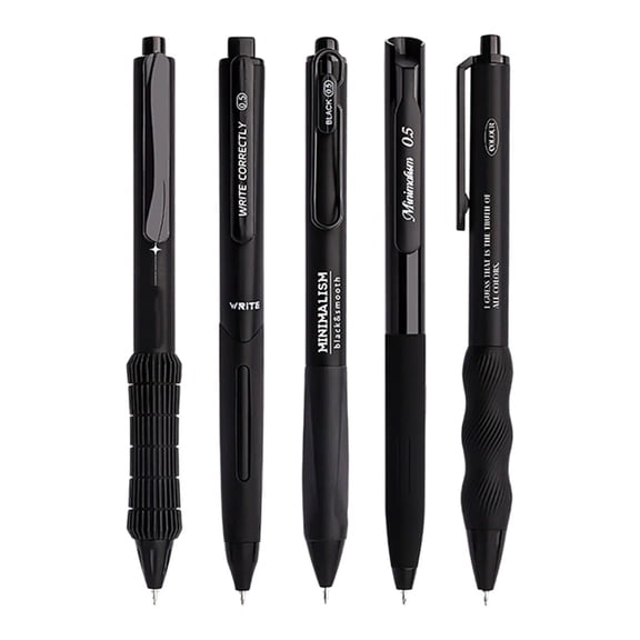 Gel Pens 5 Pack 0.5Mm Retractable Smooth Writing No Smear With Ergonomic Grip
