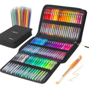 Gel Pens for Adult Coloring Books, Glitter Neon Gel Pens Set Include 60 Colors Gel Marker Pens, 60 Matching Color Refills, for Drawing Gift Card Art Crafts Doodling Scrapbooks Journaling
