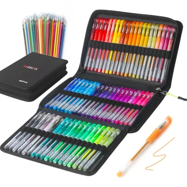 Gel Pens for Adult Coloring Books, Glitter Neon Gel Pens Set Include 60 Colors Gel Marker Pens, 60 Matching Color Refills, for Drawing Gift Card Art Crafts Doodling Scrapbooks Journaling