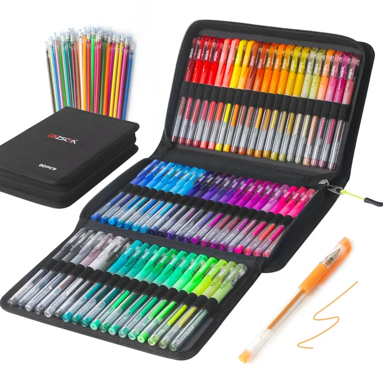 ZSCM Gel Pens for Adult Coloring, 60 Colors with Refills and Case