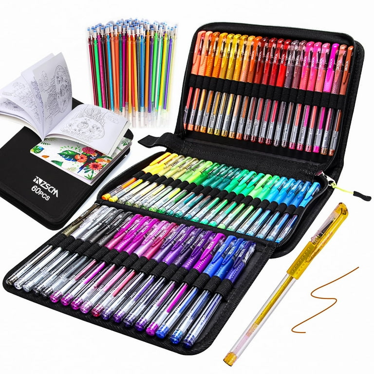 60 Color Gel Pens Set with Storage Case for Adult Coloring Books Kids Drawing Art Crafts Doodling and Journaling Walmart