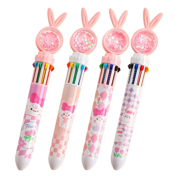 Gel Pens Ballpoint Pens 10 Color Sequins Retractable Gel Ink Pens with Comfort Grip 10 Color-in-one Office Stationery Multi-color Ballpoint Pen for Dormitory Home Office Presents 5ml