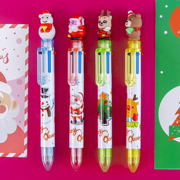 Gel Pens Ballpoint Pens 6 Color Christmas Ballpoint Pen Retractable Christmas Pattern Ballpoint Pen Cute Pen Color Multifunction Marker for Journaling Note Taking Writing 2ML