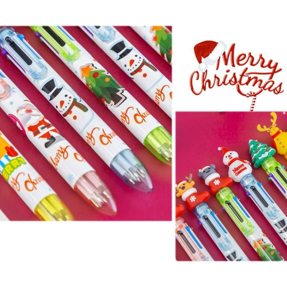 Gel Pens Ballpoint Pens 6 Color Christmas Ballpoint Pen Retractable Christmas Pattern Ballpoint Pen Cute Pen Color Multifunction Marker for Journaling Note Taking Writing 2ML