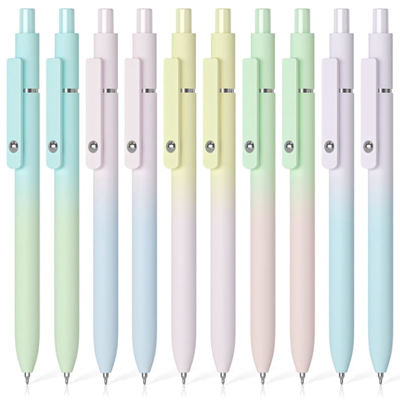 Gel Pens Black Ink, 10 pcs Click Black Gel Pens, 0.7mm Medium Point Pen Set, Pretty Bulk Pens for Journaling, Quick-drying Smooth Writing Aesthetic Pens for Women