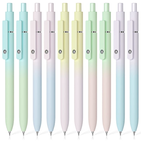 Gel Pens Black Ink, 10 pcs Click Black Gel Pens, 0.7mm Medium Point Pen Set, Pretty Bulk Pens for Journaling, Quick-drying Smooth Writing Aesthetic Pens for Women