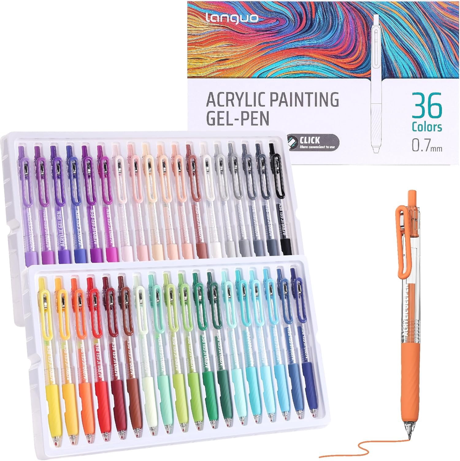 Gel Pens for Coloring, 36 Colors Click Pens Set with 0.7mm Tip for ...