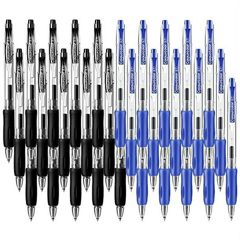 Gel Pens Fine Point, Set of 30 Retractable Gel Ink Roller ball Journal Pens  0.7 Medium Point Smooth Writing with Comfortable Grip for Office School (15  Black & 15 Blue) 