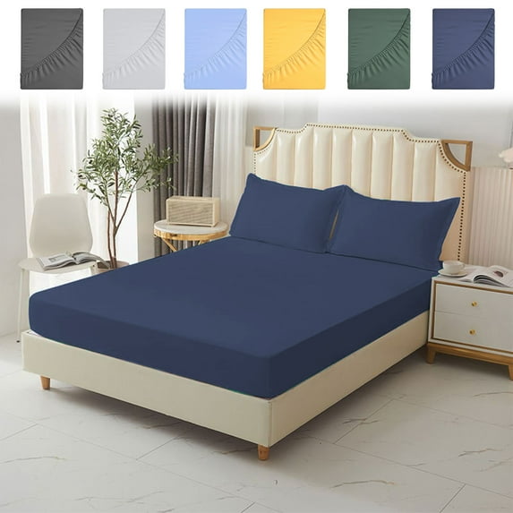 Fitted Sheet Bed Cover Full/Queen/King Size Double Bed Fitted Sheet Piece Non-Slip Fixed Bed Cover All-Inclusive Mattress Protection Bed Cover Soft Fiber Suitable For Sleeping Naked
