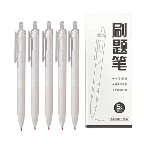 Gel Pens Point 0.5Mm Black Smooth Writing, Non Frosted Grip Clip Pen Multicolor Barrel, No Smear Ink Pen for Journaling Notes office Office Exam Writing, 5 Ballpoint Pens