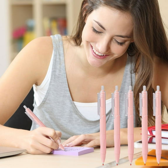 Gel Pens Set of 5, 0.5mm Fine Point Multicolor Ink, Assorted Colors Including White Black Pink Blue Gray, Smooth Writing, Frosted Grip for Comfort