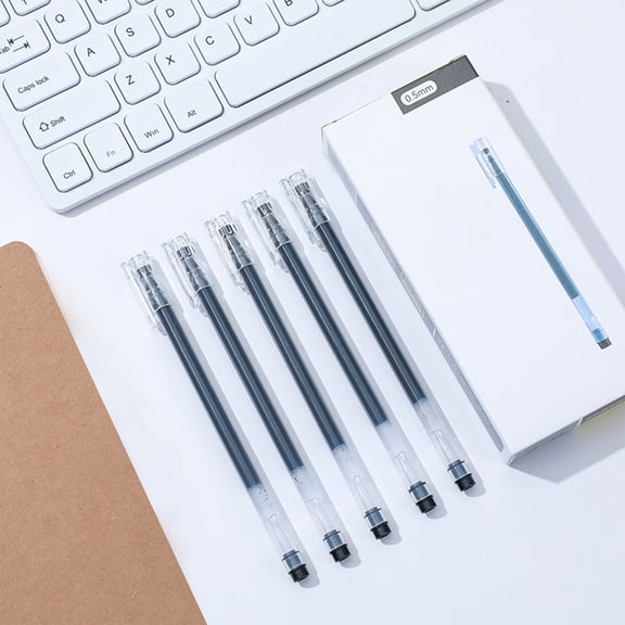 Gel Pens, Transparent Quick Drying Gel Pen Set, 0.5mm Fine Point Multicolor Plastic Pens for Office Home Writing, Black