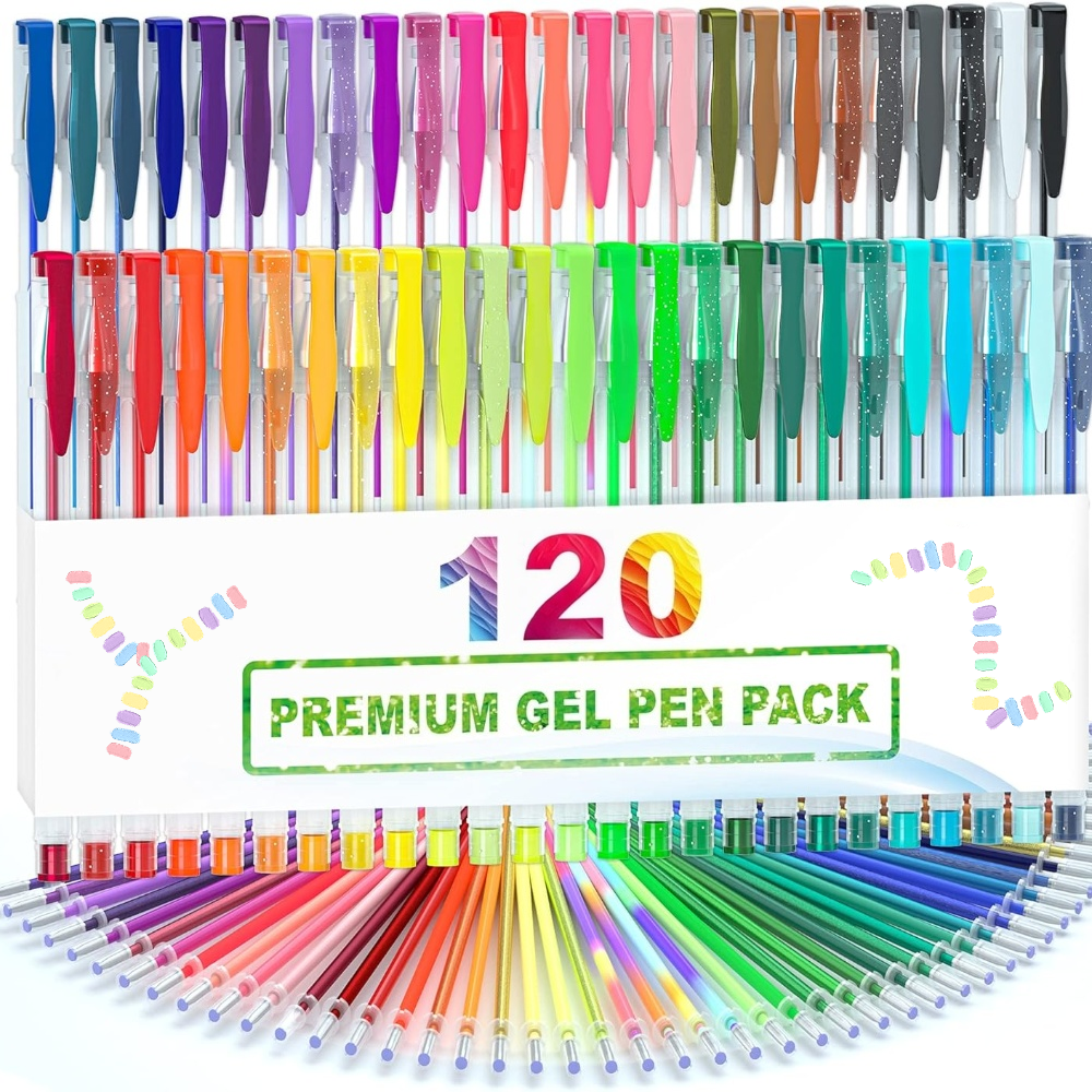 innhom Gel Pens for Adult Coloring, 120 Vibrant Colors, Glitter