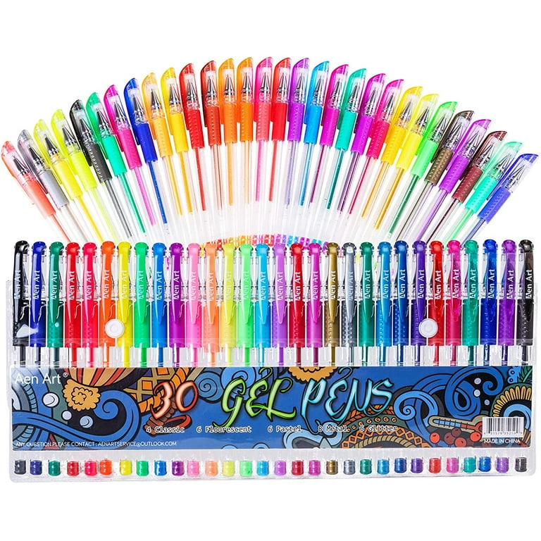 Aen Art Glitter Gel Pens, Colored Gel Markers Pen Set with 40% More Ink for  Adul