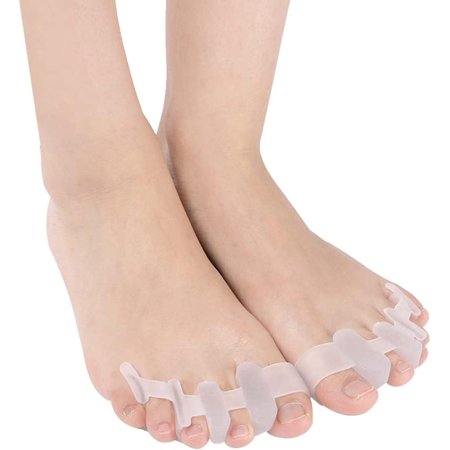 Gel Pinky Toe Separator, Four Holes Silicone Straightener,Hallux Valgus Crooked Corrector,Separators for Curled Toes,Overlapping Toe, Blisters, Pain Relief From Friction