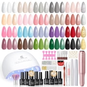 40PC Gel Nail Polish Kit with U V Lamp and Drill, White Black Red Blue Green 22Colors Gel Polish Set with Glossy Matte Glitter Soak Off Top Coat DIY Gifts for Women