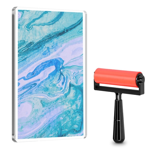 Gel Press Printing Plate with Brush Reusable Gel Plate Printmaking Supplies Printing Plates for Press Art for Card Making Scrapbooking Journaling Arts Crafts
