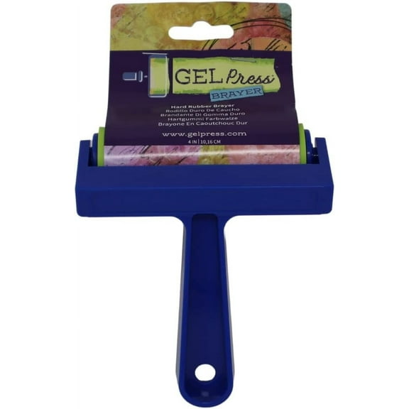 Gel Press Rubber Brayer - for printmaking, Scrapbooking, Paper Crafts, Home Decor & More - 4 Inches, Blue & Green