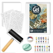Gel Printing Plate Kit, Complete Printmaking Set with 5  X7  Gel Plate, Brayer, Watercolor Paints, A5 Printmaking Paper, and Essential Tools for Mixed Media Art, Monoprinting, Card Making