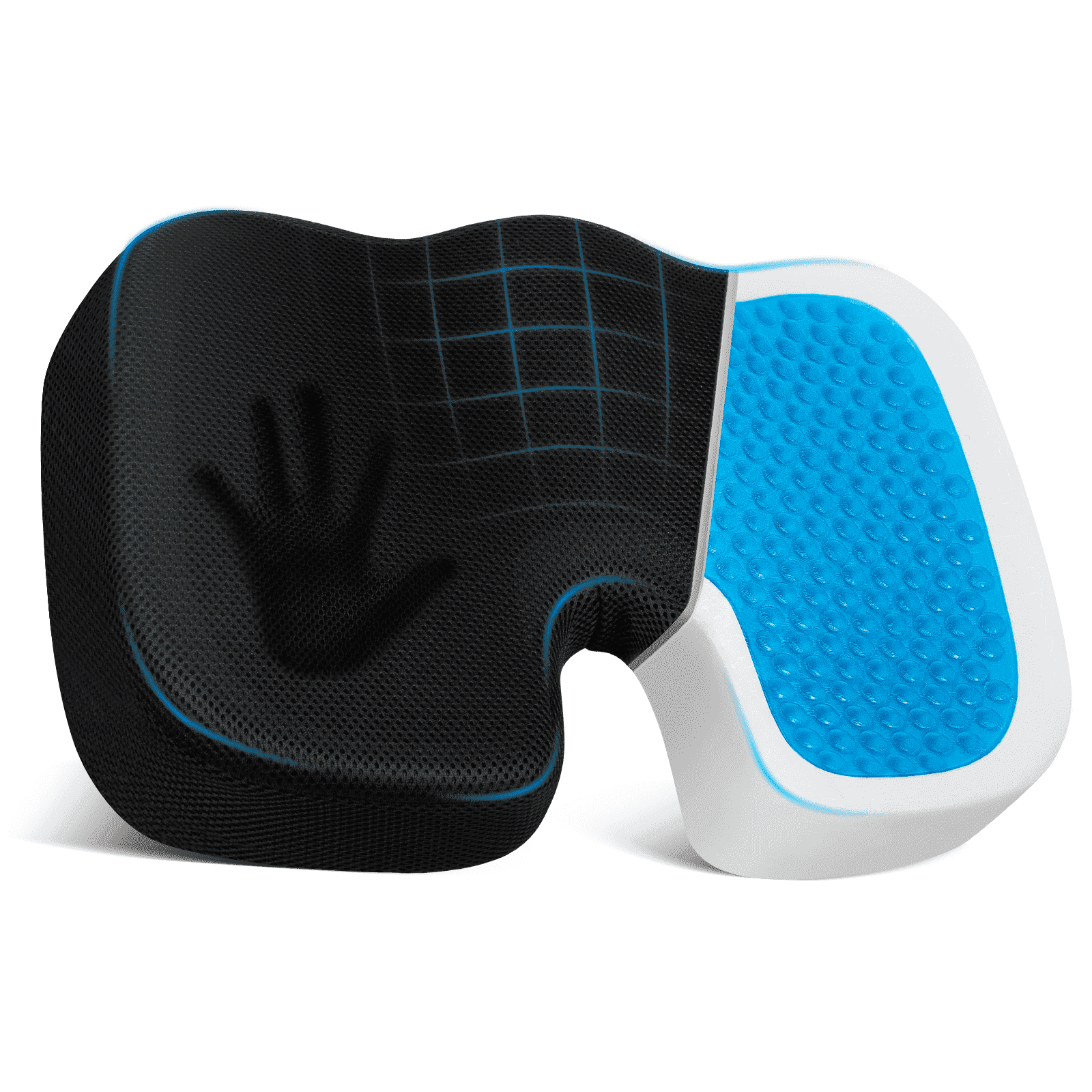Cshidworld Gel Seat Cushion, Cool Gel & Ergonomic Memory Foam Cushion for Office - Coccyx Tailbone Sciatica & Back Pain Relief - Desk Chair Cushion for Long-Sitting Office Workers, Drivers(Black)