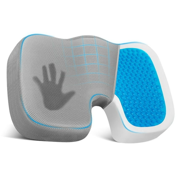 Cshidworld Gel Seat Cushion, Cool Gel & Ergonomic Memory Foam Cushion for Office - Coccyx Tailbone Sciatica & Back Pain Relief - Desk Chair Cushion for Long-Sitting Office Workers, Drivers(Gray)