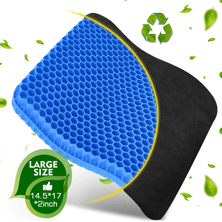 Gel Seat Cushion,Car Or Office Chair Seat Cushion,for Pressure Relief  Pain,with Non-Slip Cover,Thickened Double Honeycomb Breathable Design,Blue