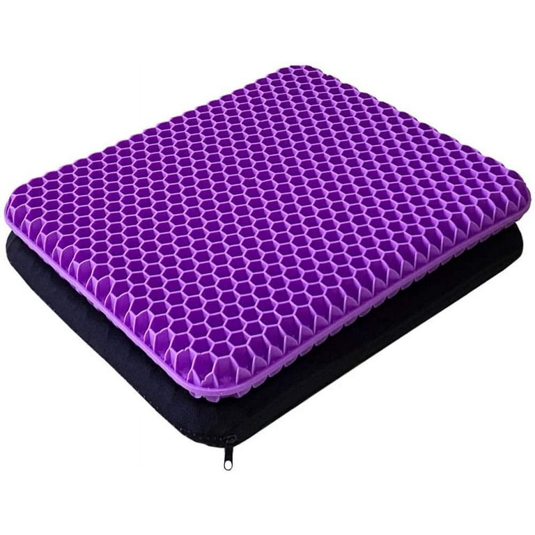 Gel Seat Cushion - Enhanced Double Thick Egg Seat Cushion with Non-Slip Cover - Office Chair Car Seat Cushion - Sciatica & Back Pain Relief - Perfect