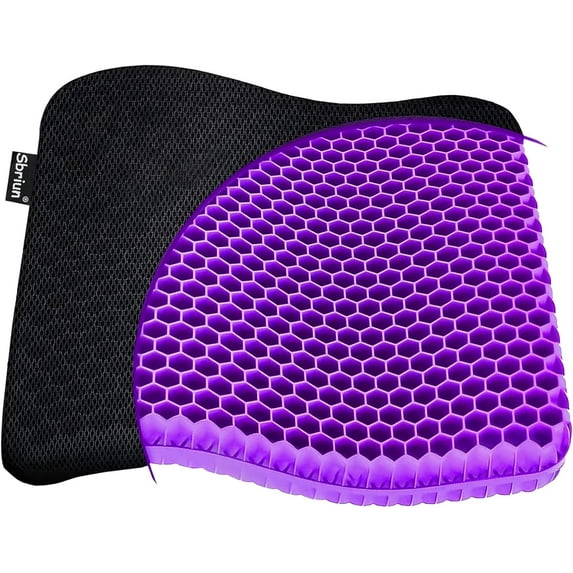 Gel Seat Cushion - Enhanced Double Thick Egg with Non-Slip Cover Office Chair Car Sciatica & Back Pain Relief Perfect for Wheelchair Travel