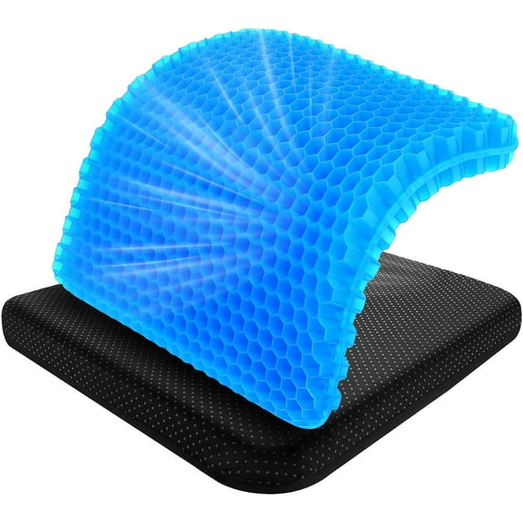 Gel Seat Cushion for Long Sitting, Breathable Gel Chair Cushion Cooling Pressure Relief Cushion Soft Chair Pads for Wheelchair, Office Chair, Car Seat, Home (18.5x17.5x1.4 inch)