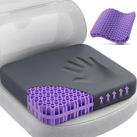 Gel Seat Cushion for Long Sitting, Enlarged & Thickened Patent Design Office Chair Seat Cushion, Breathable Cooling Pads for Chairs, Soft Car Cushions for Wheelchair(X-Large, Grey)