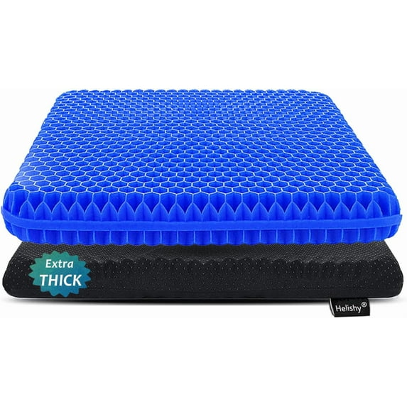 Gel Seat Cushion for Long Sitting, Extra Thick Wheelchair Soft Chair Pads Cushions Office Home Chairs Car Seats Trips - Back Sciatica Hip Tailbone Pain Relief (Blue)