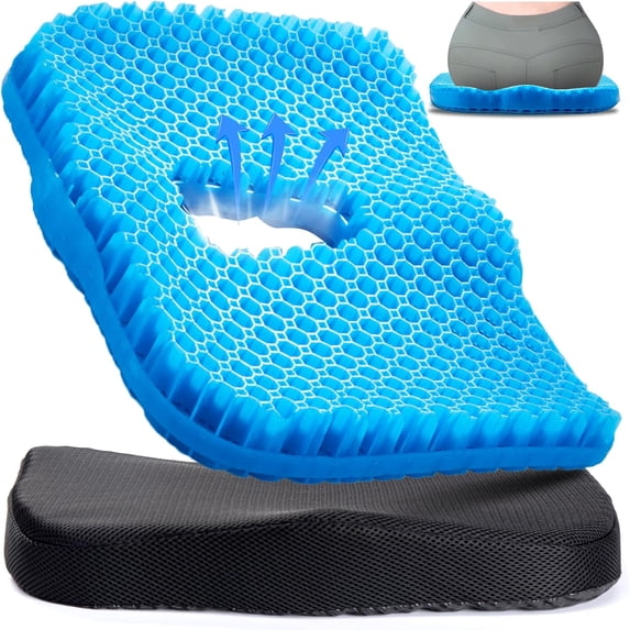 Gel Seat Cushion for Long Sitting,Gel Cushion for Pressure Relief,Ergonomic Comfort for Office,Car,Travel & Pregnancy,Soft Breathable & Cooling for Summer | Designed for Chairs & Long Sitting Cushion
