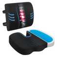 thumbnail image 1 of Cshidworld Gel Seat Cushion for Office Chair, Car Seat, Wheelchair, Lumbar Support Memory Foam Pillow with Adjustable Strap 3D Washable Cover for Tailbone, Hip, Sciatica & Back Pain Relief,Black, 1 of 8